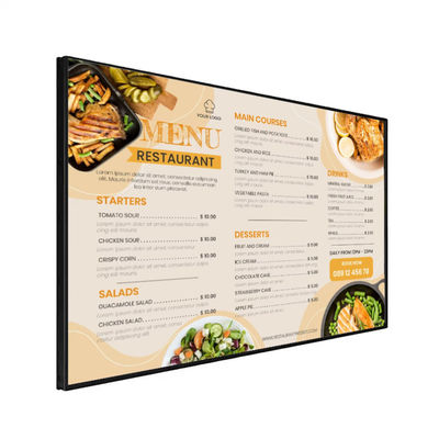 Màn hình quảng cáo nội thất LCD Máy phát tín hiệu kỹ thuật số cho bảng thực đơn kỹ thuật số nhà hàng