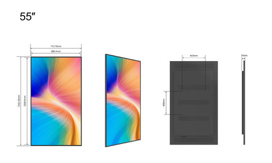 55 inch 3000cd / M2 Ultra-mỏng cửa sổ đối diện màn hình LCD cho quảng cáo cửa hàng