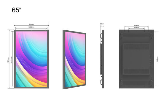 Màn hình LCD ngoài trời 65 inch 2500nits độ sáng cao cho doanh nghiệp, chống chịu thời tiết IP65, không cần bảo trì